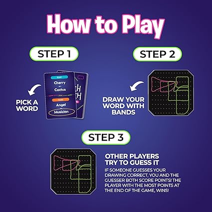 Uzzle Stretch and Sketch Peg Board Game for Ages 6 Plus 3-6 Players 2 Uzzle Stretch and Sketch Peg Board Game for Ages 6 Plus 3-6 Players - Image 2