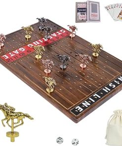 Horse Race Board Game with 11 Durable Metal Horses and Dice Cards