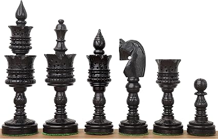 Hand Carved Lotus Series Chess Set in Weighted Ebony Wood 4.7 inch King 2 Hand Carved Lotus Series Chess Set in Weighted Ebony Wood 4.7 inch King - Image 2