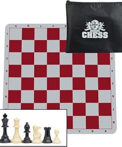 Ultimate Travel Chess Set with Foldable Red Board and Weighted Pieces