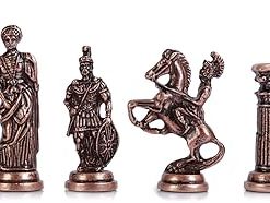Antique Copper Rome Chess Pieces Set Handmade Big Size 4 Inch