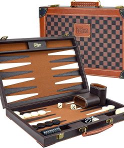Backgammon Sets for Adults – 15 Inch Leather Travel Board Game