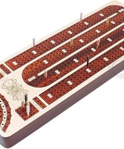 4 Track Cribbage Board Inlaid in Bloodwood with Storage Drawer 13.5 Inches 2