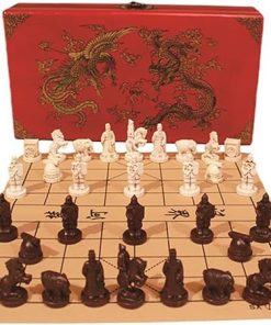 Vintage Chinese Xiangqi Chess Set Terracotta Warrior Travel Game 32 Pieces