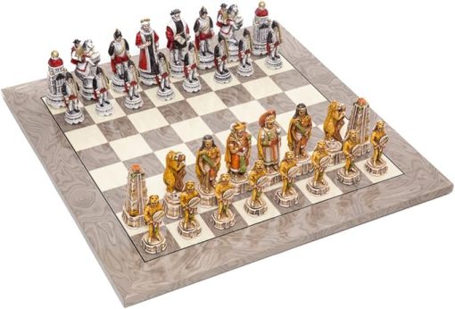 Alabaster Chessmen and Italian Chess Board from Spain for Sale - Image 2