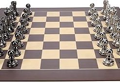Premium Metal Chess Set with Wooden Board – 21.75 Inch Quality Game 2