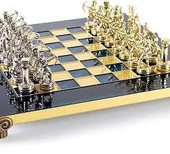 Archers Small Chess Set Brass Nickel Blue Chess Board for Sale