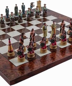 American West Chessmen Cowboys and Indians Agostino Luxury Chess Board