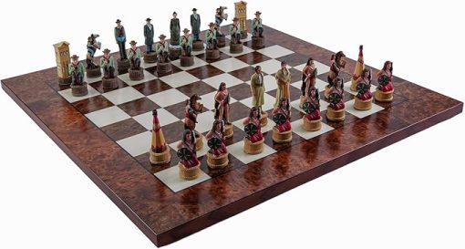 American West Chessmen Cowboys and Indians Agostino Luxury Chess Board