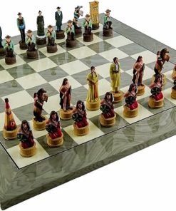 American West Chessmen and Greenwich Street Chess Board from Spain