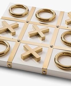 Modern Gold and White Tic Tac Toe Home Decor with Wood and Steel