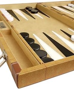 18 Inch Luxurious Brown Map Backgammon Set for Stylish Play 2