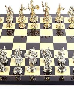 Rome Historical Metal Chess Set for Adults with Handmade Pieces