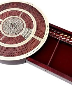 Round 4 Track Cribbage Board Maple Bloodwood with Push Drawer and Skunks 2