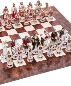 Bello Collezioni Pisa Venice Alabaster Chessmen Set with Luxury Board 2