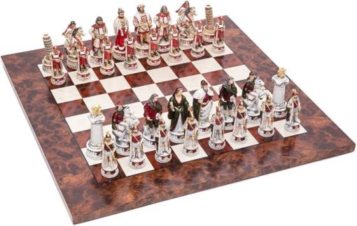 Bello Collezioni Pisa Venice Alabaster Chessmen Set with Luxury Board - Image 2