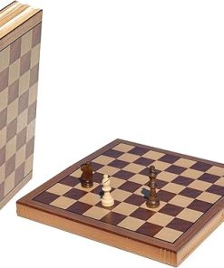 Wooden Folding Chess Set Oak Board with 2.75-Inch King for Adults