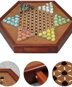 Wooden Hexagon Chinese Checkers Board Game Set for Kids and Family 2