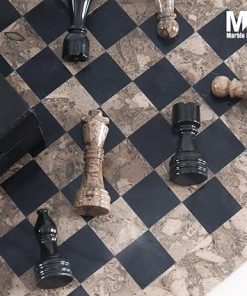 Oceanic Black Marble Chess Set 15 Inch Handmade Storage Box Extra Queens 2