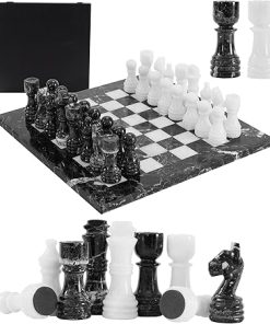 Handmade 12 Inch Marble Chess Set with Storage Box for 2 Players