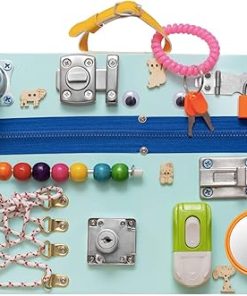 Montessori Green Busy Board for Locks and Latches Learning Activity