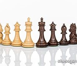 Luxury Handmade Wooden Chessmen Set with Extra Queens in Box 2