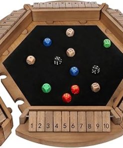 Shut The Box Game for 1-6 Players Plusvivo Large Wooden Dice Set