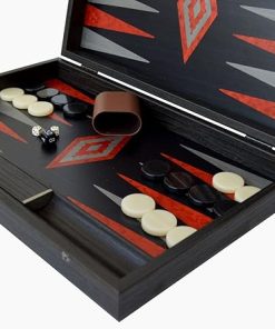 Handmade Argento and Black Oak Backgammon Set from Greece
