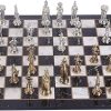 Handmade Medieval British Army Metal Chess Set with Marble Board 3.5″