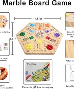 Marble Wahoo Board Game Double Sided Painted Wooden Fast Track for 6 Players 2