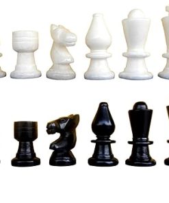 White and Black Marble Stone Chessmen Set with 2.5 Inch King Height