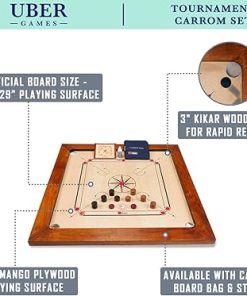 Official Size 35 x 35 Inch Tournament Carrom Board Set with Men 2