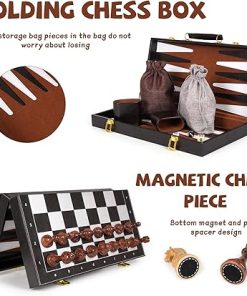3-in-1 Chess Checkers Backgammon Set for Kids and Adults Portable Game 2