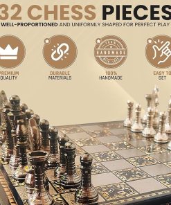 Premium Brass Chess Set with Game Board and Free Box Included 2