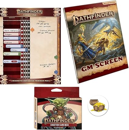 Pathfinder 2E GM Screen Combat Pad Condition Deck and Treasure Chest Bundle Pathfinder 2E GM Screen Combat Pad Condition Deck and Treasure Chest Bundle