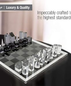 Elegant 17 Inch Lucite Chess Set Modern Design with Multiple Options 2