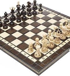 Handcrafted Wooden Chess Set and Board Gift Idea 13.75 inches