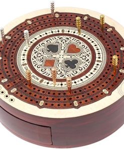 Round 3 Track Cribbage Board with Drawer Storage for Pegs and Cards 2