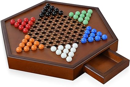 Large Upgraded Wooden Chinese Checkers Game Board with 60 Glass Marbles Large Upgraded Wooden Chinese Checkers Game Board with 60 Glass Marbles