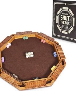 Vamslove Shut The Box Dice Game for 8 Players Upgraded Wooden Board