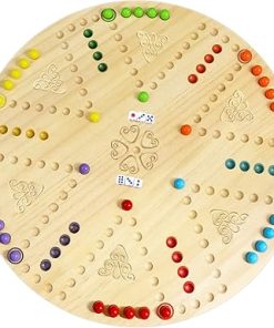 Wooden Wahoo Marble Board Game Double Side 36 Marbles for Family Fun