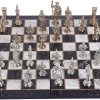 Handmade Metal Chess Set with Pharaoh Figures and Marble Design Board 4