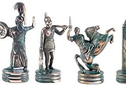 Greek Mythology Chess Set Brass Green No Chess Board Included 2