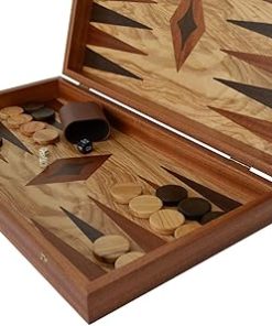 Traditional Olive Wood Backgammon Chess Set Without Chess Pawns 2
