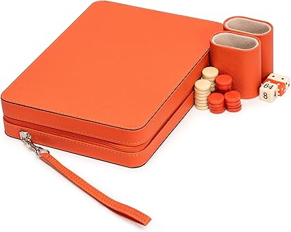 Travel Size Backgammon Mini Game Set in Sleek Leatherette Case 2 Travel Size Backgammon Mini Game Set in Sleek Leatherette Case - Image 2