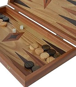 Olive Wood Backgammon and Chess Set 15 Inch Without Pawns 2