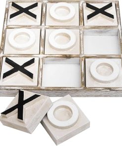Large Wooden Tic Tac Toe Game for Family Fun, Rustic Decor for Adults