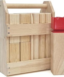 Kubb Game Set – Hardwood Viking Outdoor Games with Rubber Wood Crate
