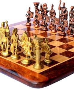 15 Inch Acacia Wood Chess Game Board Set with Brass Pieces Fast Delivery 2