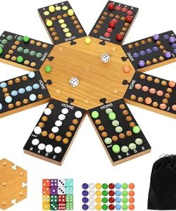 Portable Marble Board Game for 6-8 Players with 32 Marbles and Dice